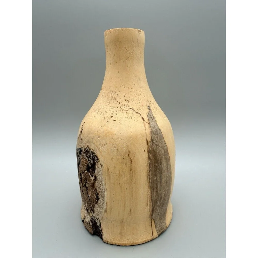 Hand Turned Dogwood Wood Flower Jug Bud Vase Signed Bryan Montgomery 7.5